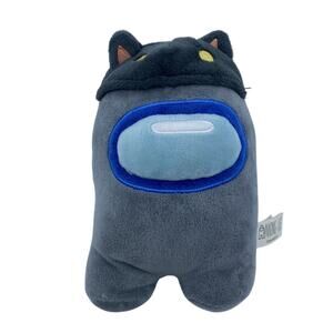 Toikido Official Among Us Innersloth LLC. Grey w/ Black Cat Hat Plush
